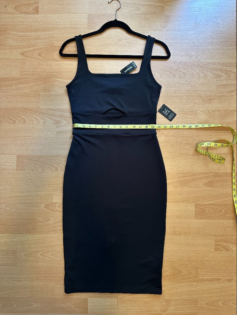 Express Body Contour Square Neck Knit Sheath Midi Dress NWT - Black (S) - Picture 5 of 14